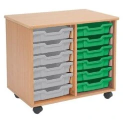Mobile Melamine Storage Unit (635h X 705w) Complete With 12 Shallow Gratnells Trays -Storage Equipment Store AIG5501814