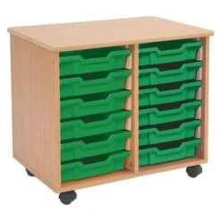 Mobile Melamine Storage Unit (635h X 705w) Complete With 12 Shallow Gratnells Trays -Storage Equipment Store AIG5501816