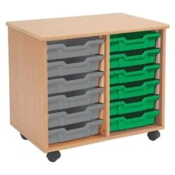 Mobile Melamine Storage Unit (635h X 705w) Complete With 12 Shallow Gratnells Trays -Storage Equipment Store AIG5501817