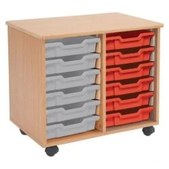 Mobile Melamine Storage Unit (635h X 705w) Complete With 12 Shallow Gratnells Trays -Storage Equipment Store AIG5501819