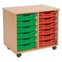 Mobile Melamine Storage Unit (635h X 705w) Complete With 12 Shallow Gratnells Trays -Storage Equipment Store AIG5501820