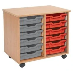 Mobile Melamine Storage Unit (635h X 705w) Complete With 12 Shallow Gratnells Trays -Storage Equipment Store AIG5501821