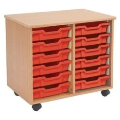 Mobile Melamine Storage Unit (635h X 705w) Complete With 12 Shallow Gratnells Trays -Storage Equipment Store AIG5501822