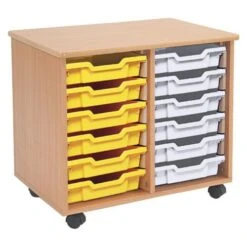 Mobile Melamine Storage Unit (635h X 705w) Complete With 12 Shallow Gratnells Trays -Storage Equipment Store AIG5501826