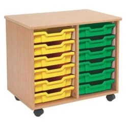 Mobile Melamine Storage Unit (635h X 705w) Complete With 12 Shallow Gratnells Trays -Storage Equipment Store AIG5501827