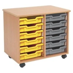 Mobile Melamine Storage Unit (635h X 705w) Complete With 12 Shallow Gratnells Trays -Storage Equipment Store AIG5501828