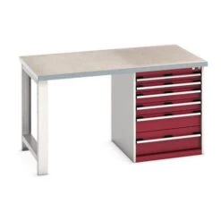 Bott Cubio Heavy Duty Workbench With Lino Worktop & Drawers HxWxD 840x1500x900mm -Storage Equipment Store AIG5841259