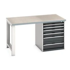 Bott Cubio Heavy Duty Workbench With Lino Worktop & Drawers HxWxD 840x1500x900mm -Storage Equipment Store AIG5841260
