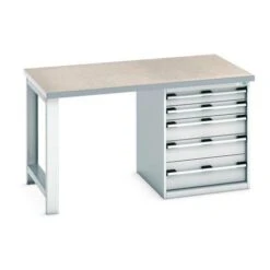 Bott Cubio Heavy Duty Workbench With Lino Worktop & Drawers HxWxD 840x1500x900mm -Storage Equipment Store AIG5841261