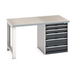 Bott Cubio Heavy Duty Workbench With Lino Worktop & Drawers HxWxD 840x1500x900mm -Storage Equipment Store AIG5841262