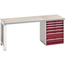 Bott Cubio Heavy Duty Workbench With Lino Worktop & Drawers HxWxD 840x2000x750mm -Storage Equipment Store AIG5931649