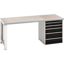 Bott Cubio Heavy Duty Workbench With Lino Worktop & Drawers HxWxD 840x2000x900mm -Storage Equipment Store AIG5931652