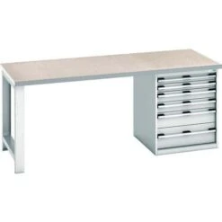Bott Cubio Heavy Duty Workbench With Lino Worktop & Drawers HxWxD 840x2000x900mm -Storage Equipment Store AIG5931653