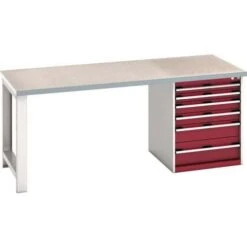Bott Cubio Heavy Duty Workbench With Lino Worktop & Drawers HxWxD 840x2000x900mm -Storage Equipment Store AIG5931654