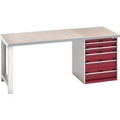 Bott Cubio Heavy Duty Workbench With Lino Worktop & Drawers HxWxD 840x2000x900mm -Storage Equipment Store AIG5931655