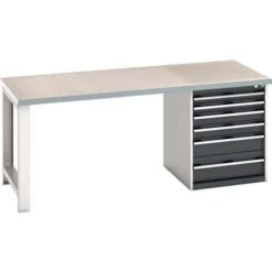 Bott Cubio Heavy Duty Workbench With Lino Worktop & Drawers HxWxD 840x2000x900mm -Storage Equipment Store AIG5931656