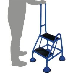Mobile Warehouse Step Ladders With Handle And Ribbed Rubber Steps -Storage Equipment Store AIG5972138