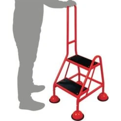 Mobile Warehouse Step Ladders With Handle And Ribbed Rubber Steps -Storage Equipment Store AIG5972139