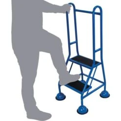 Mobile Warehouse Step Ladders With Guardrail And Anti-Slip Steps -Storage Equipment Store AIG5972142