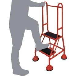 Mobile Warehouse Step Ladders With Guardrail And Anti-Slip Steps -Storage Equipment Store AIG5972143
