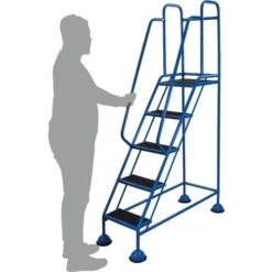 Mobile Anti-Slip Step Ladders With Domed Feet - Large Classic Plus -Storage Equipment Store AIG5972148