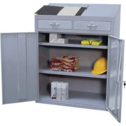 Metal Anti-Bacterial Workstation Cabinet - Double Drawer 1200x915x457mm -Storage Equipment Store AIG6768408