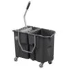 Mop Bucket Cart/Trolley & Flat Wringer - X2 15 Litre Buckets - Manutan 2 Mop Bucket Cart/Trolley & Flat Wringer - X2 15 Litre Buckets - Manutan -Storage Equipment Store AIG8984983